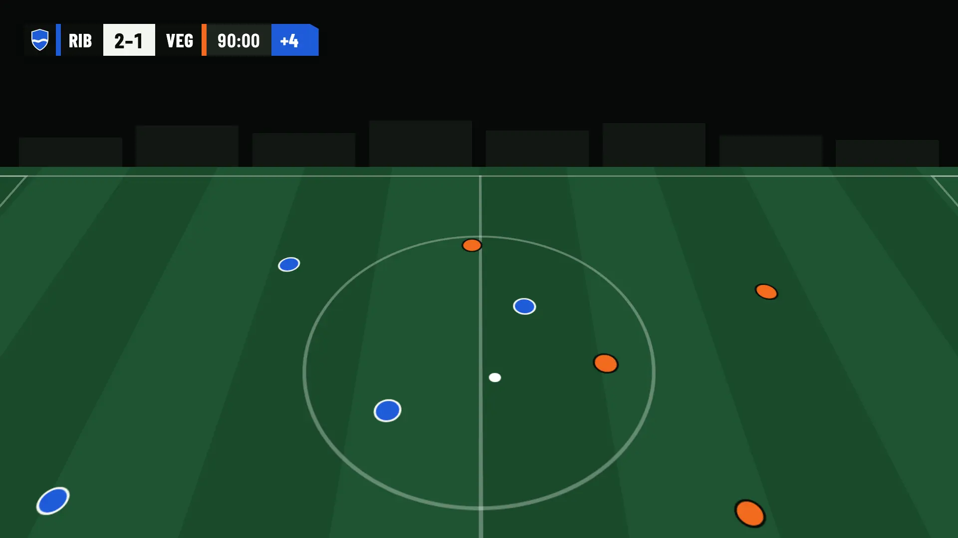Scoreboard in OBS: Ribera FC 2, UD Vega 1, 90:00 with 4 minutes of added time