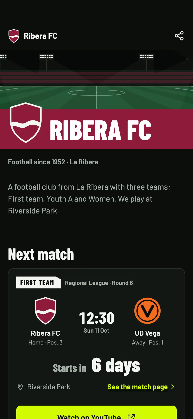 The same page in another club’s maroon colors